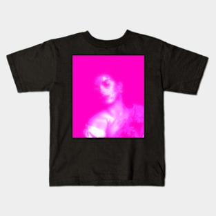 Beautiful girl, her skin made from particles, glowing. Bright pink. Soft and beautiful. Kids T-Shirt